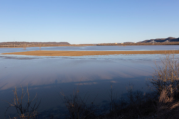 Bottomlands at confluence of Ohio and Scioto rivers, Scioto County, Ohio, April 4, 2015