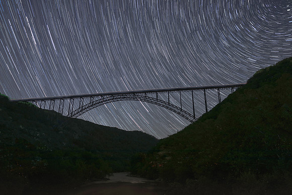 New River Bridge, Star Trails, Fayetteville, West Virginia, May 4, 2018 (2)