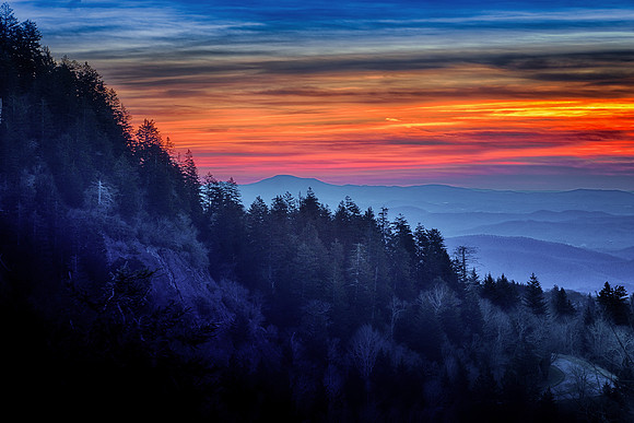 Devil's Courthouse, sunrise, Blue Ridge Mountains, North Carolina, March 19, 2019