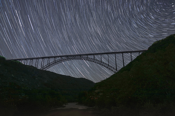 New River Bridge, Star Trails, Fayetteville, West Virginia, May 4, 2018 (2)